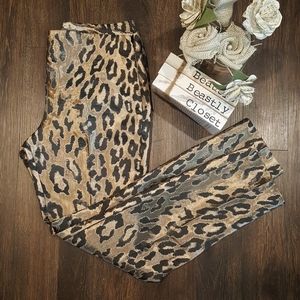 Vince Camuto Opulent Mood Metallic Slim Skinny Ankle Trouser Pant 2 NWT Leopard
